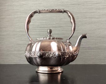 Antique Derby Silver Co. Quadruple Silverplate Repousse Large Teapot (No Stand)