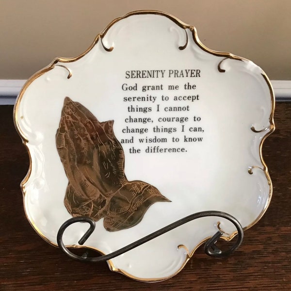 Vintage Serenity Prayer Fine China Porcelain Plate, Hecho en Japón, 7 1/2 "W