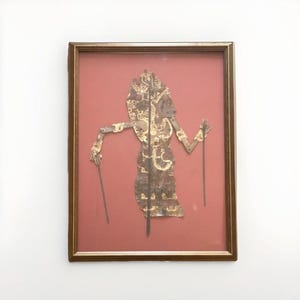 Vintage Indonesian Wayang Kulit Shadow Puppet Framed