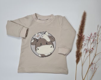 Sweatshirt  Gr. 68 Applikation Kuh mit Blumen