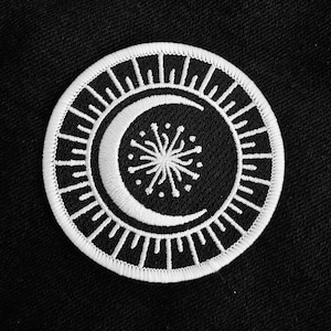 zon, maan en sterren patch/zon, maan en ster patch/geborduurde patch/opstrijkbare patch/opstrijkbare patch/maan patch/sterren en kraai