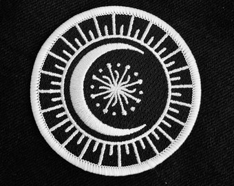 sun, moon and stars patch/Sun Moon and Star Patch/ Embroidered Patch/Iron On Patch/ Iron On Patch/ Moon Patch/ Stars and Crow