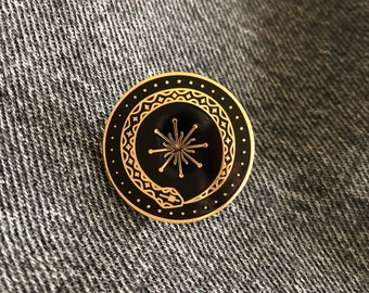Ouroboros Pin/ Snake Pin/ Stars and Crow/ Hard Enamel Pin/ Symbolic Pin/ Alchemy