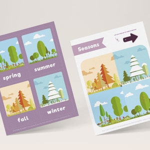 Seasons Chart Seasons Game Seasons Flash Cards Physical World Science Learning Verbal and Descriptive Skills Instant Download image 4