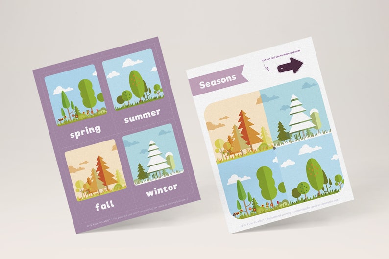Seasons Chart Seasons Game Seasons Flash Cards Physical World Science Learning Verbal and Descriptive Skills Instant Download image 4