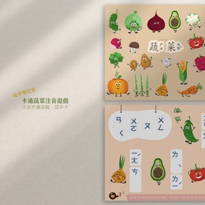 中文注音版Chinese taalkunsten | Chinees leren | Groenten en Vormen | Bopomofo Zhuyin Flashcards | Directe download