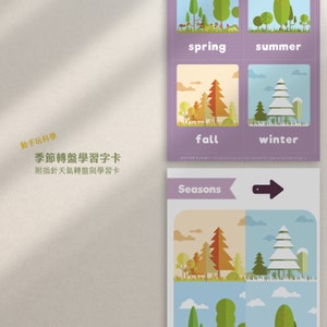 Seasons Chart Seasons Game Seasons Flash Cards Physical World Science Learning Verbal and Descriptive Skills Instant Download image 1