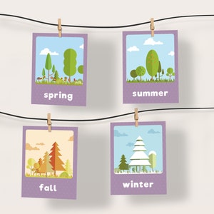 Seasons Chart Seasons Game Seasons Flash Cards Physical World Science Learning Verbal and Descriptive Skills Instant Download image 3