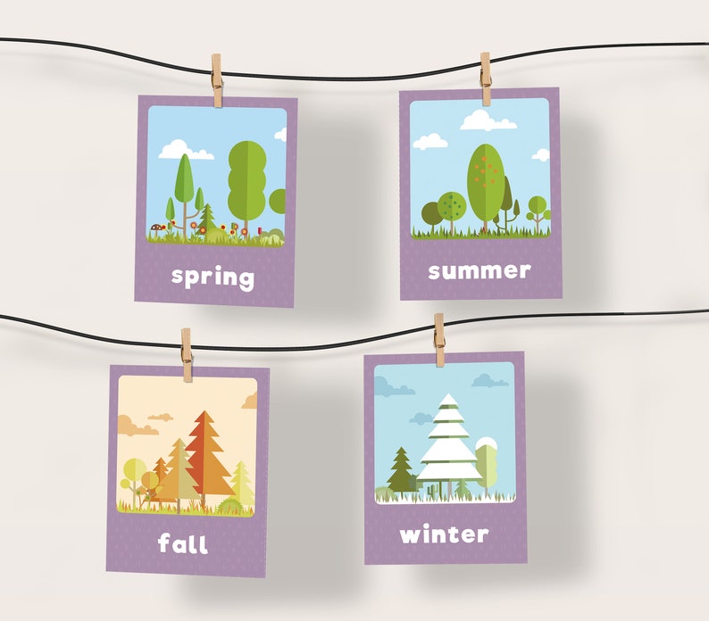 Seasons Chart Seasons Game Seasons Flash Cards Physical World Science Learning Verbal and Descriptive Skills Instant Download image 3