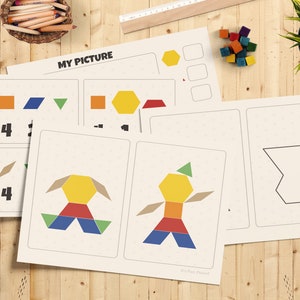 Pattern Blocks Game Tangram Pattern Blocks Pattern Logic STEM Game Algebra and Geometry Basics Fun Math Game Instant Download image 5