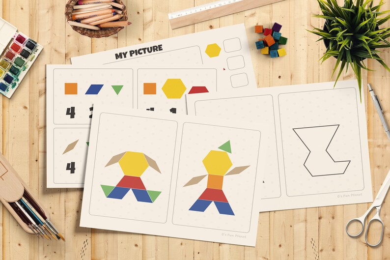 Pattern Blocks Game Tangram Pattern Blocks Pattern Logic STEM Game Algebra and Geometry Basics Fun Math Game Instant Download image 5