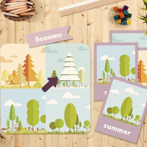 Seasons Chart Seasons Game Seasons Flash Cards Physical World Science Learning Verbal and Descriptive Skills Instant Download image 2