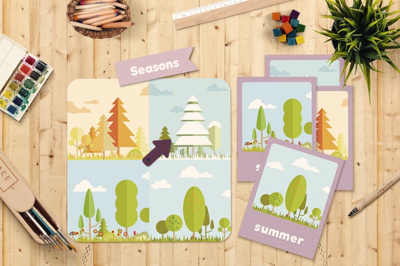 Seasons Chart Seasons Game Seasons Flash Cards Physical World Science Learning Verbal and Descriptive Skills Instant Download image 2