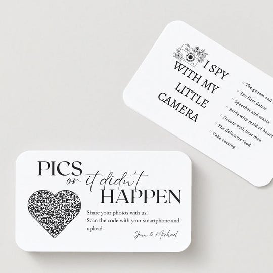 Personalized Wedding Photo Sharing Cards with QR Code
