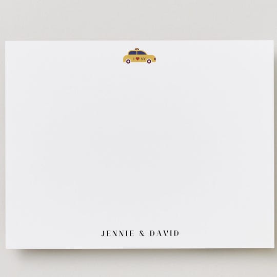 Personalized NYC Taxi Stationery: Custom Flat Note Cards