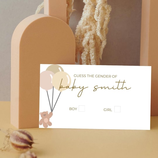 Personalized Guess the Gender Card | Baby Shower Games | Gender Reveal Party | Boy or Girl
