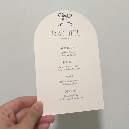 Arch Wedding Menu Card, Minimalist Calligraphy, Personalized