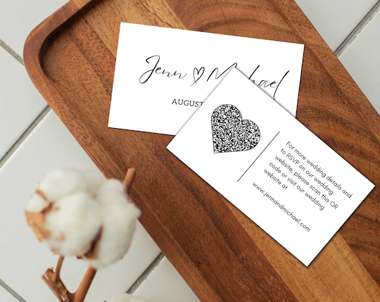 QR Code Wedding Website Card: Modern RSVP Insert