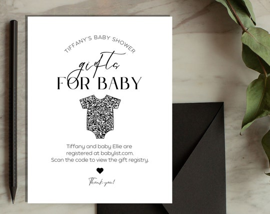 Printed Baby Shower Gift Registry Card with QR code - Baby registry | Gifts for baby | Gifts for her | Gifts for him