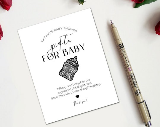 Personalized Baby Shower Registry Card with QR Code