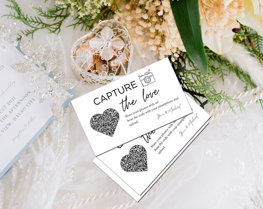 Personalized Wedding Photo Sharing Cards – QR Code, Premium Cardstock