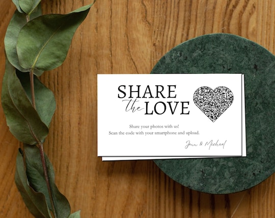 Printed Wedding Card Photo Sharing QR Code - Share the love | Website on Wedding Card | Designed for You