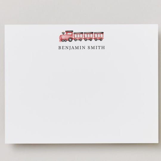 Personalized Toy Train Thank You Cards: Baby Shower Stationery Set