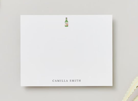 Personalized Peach Soju Stationery: Korean Thank You Cards