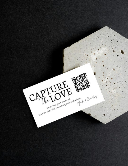 Personalized Wedding Photo Sharing Card with QR Code
