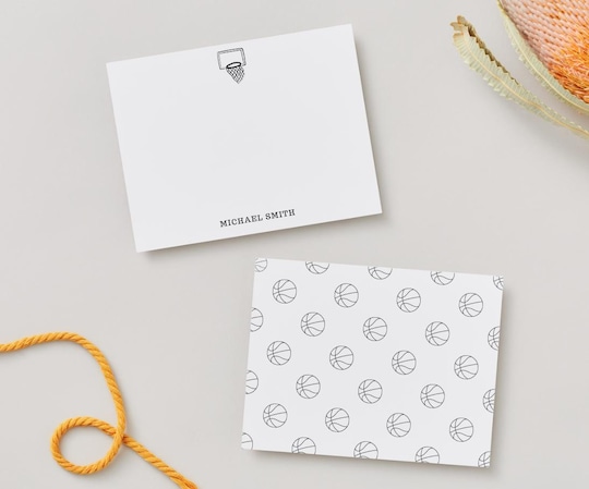 Personalized Basketball Stationery: Custom Flat Note Cards