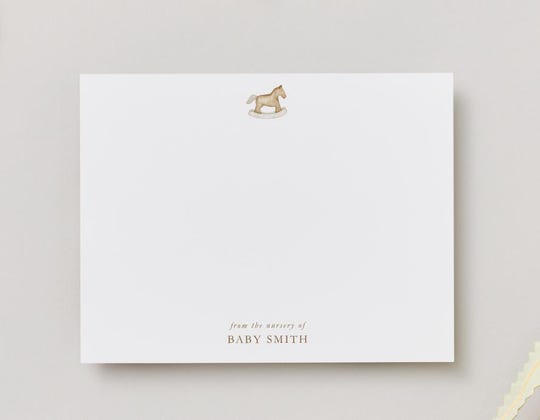 Personalized Baby Shower Thank You Cards: Rocking Horse Stationery