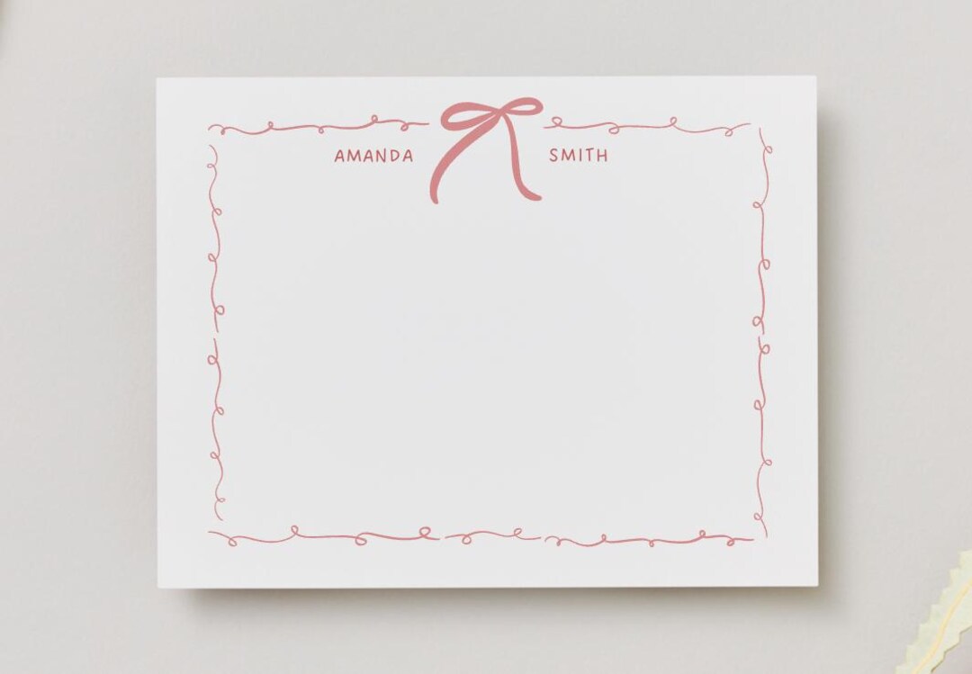 Personalized Bow Stationery Set | Custom Elegant Notecards | Monogram ...