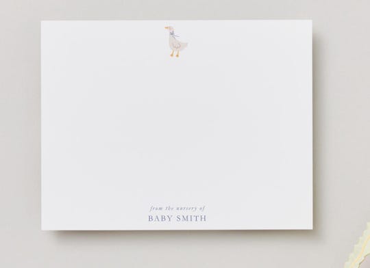 Vintage Baby Shower Thank You Note cards | Baby Goose Note Card | Custom Baby Shower Gift | Stationery Set | From the Nursery of