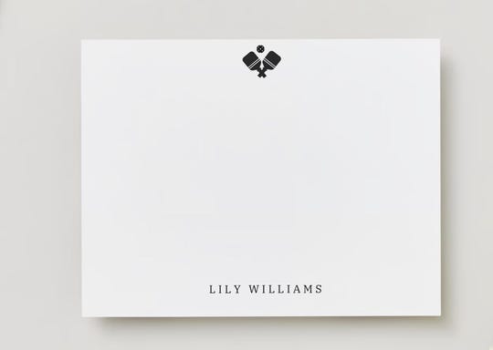 Personalized Pickleball Stationery: Minimalist Flat Note Cards