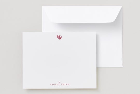 Personalized Wedding Couples Thank You Cards: Monogrammed Heart Stationery