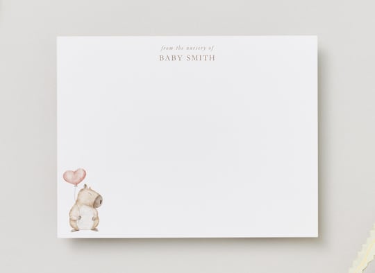Vintage Capybara Stationery Set: Personalized Baby Shower Thank You Cards