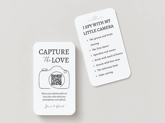 Personalized Wedding Photo Sharing Cards with QR Code
