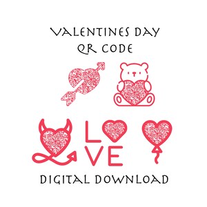 Benutzerdefinierter QR-Code zum Valentinstag Digitaler Download - kleine Unternehmen, Websites, Social Media, Love Cupid, Menüs, Liebe, Herz