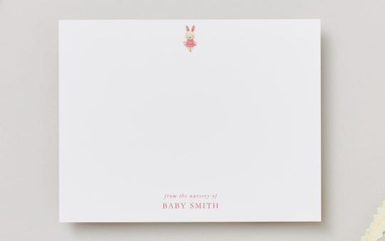 Vintage Baby Shower Thank You Note cards | Baby Bunny Dancer Note Card | Custom Baby Shower Gift | Stationery Set | From the Nursery of