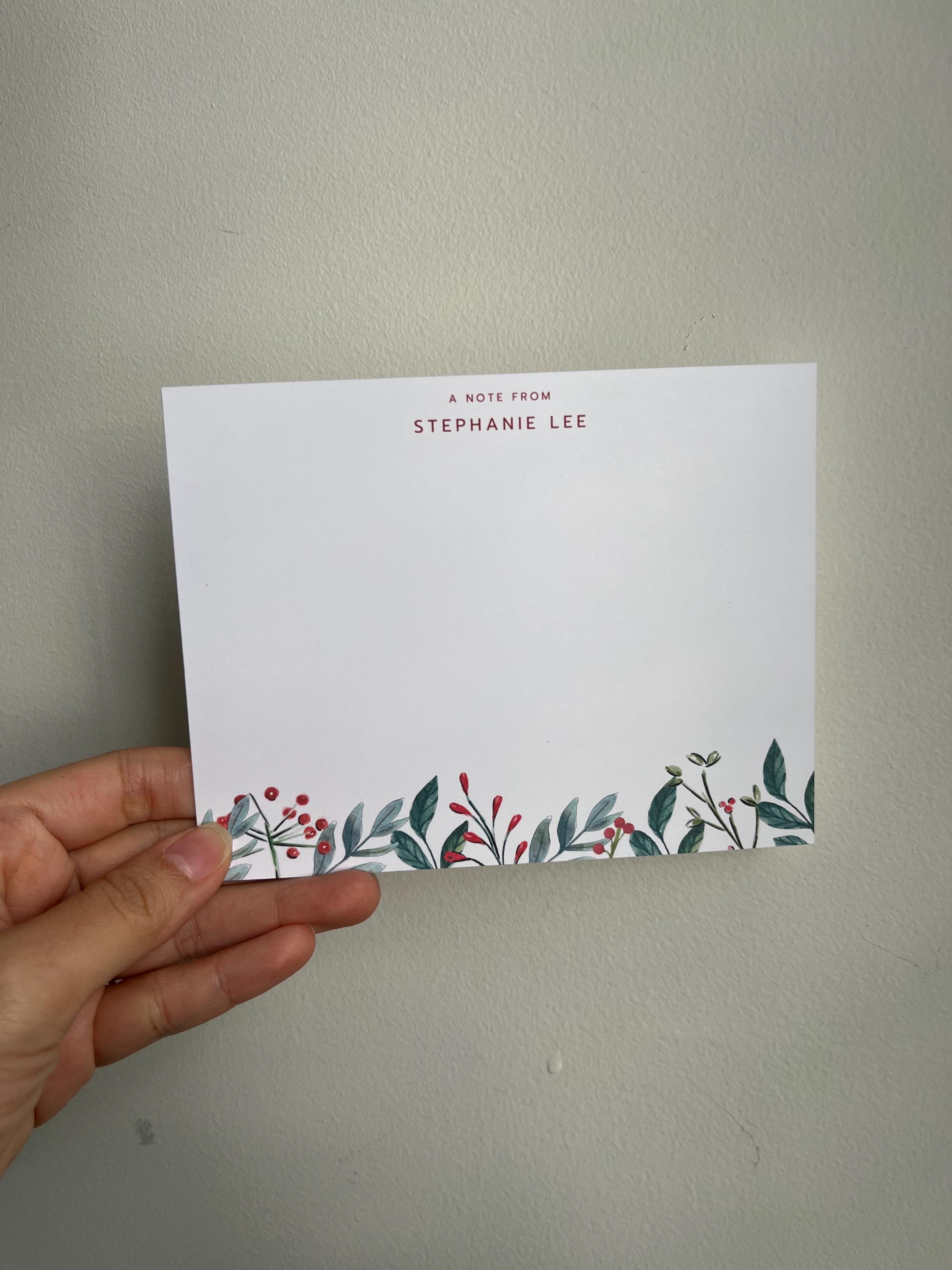 Personalized Christmas Stationery: Floral Flat Note Card Set - Etsy