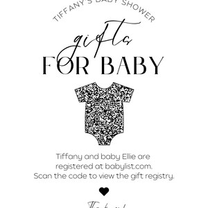 Printed Baby Shower Gift Registry Card With QR Code - Baby Registry ...
