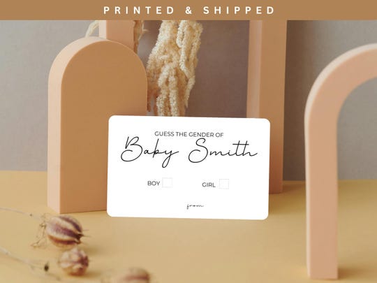 Personalized Guess Gender Game Cards: Minimalist Baby Shower