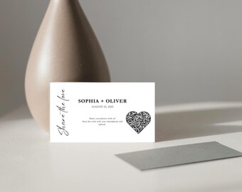 Personalized Wedding Photo Sharing Card with QR Code