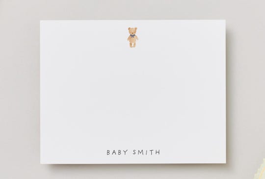 Vintage Bear Stationery Set, Personalized Baby Shower Thank You Cards, Baby Boy and Girl, Gender Neutral