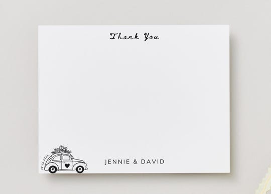 Personalized Wedding Thank You Cards: NYC Taxi Design