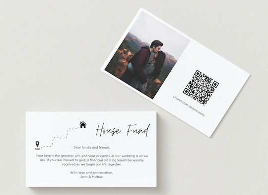 Printed House Fund Card QR Code - Capture the love | Honeymoon Wedding Card | Designed for You