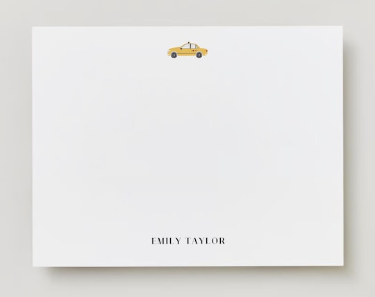 Personalized NYC Taxi Stationery, Custom Flat Note Cards, NYC gifts