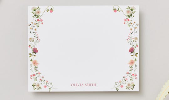 Vintage Wildflower Thank You Note cards | Special Occasion Note Card | Custom Baby Shower Gift | Stationery Set