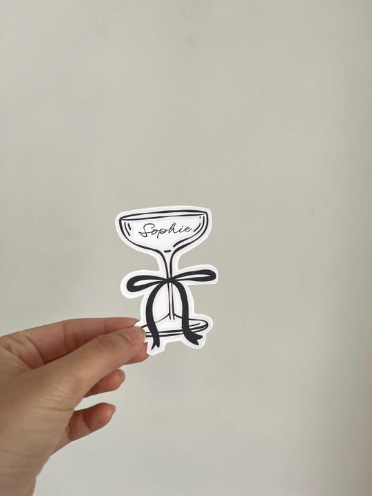 Printed Customized Bow Champagne Wedding Place Cards | Wedding Guest Name Cards | Dinner Party | Drinks | Cheers