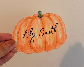Custom Pumpkin Place Cards: Fall, Autumn, Halloween, Thanksgiving Party Guest Name Cards